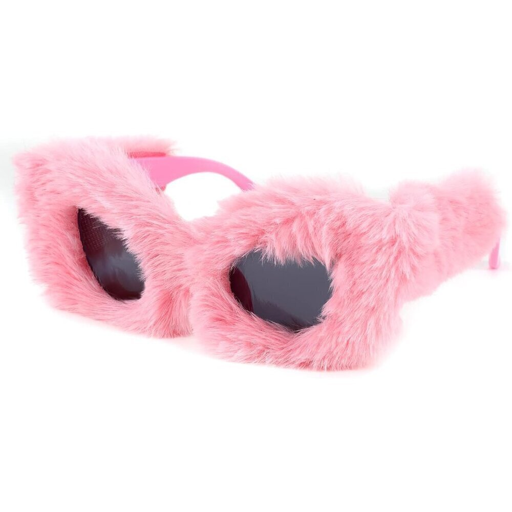 Women Plush Fuzzy Cat Eye Sunglasses UV Protection Soft Velvet Frames Ladies